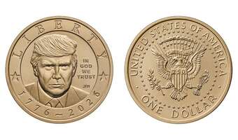Złota moneta z portretem Trumpa