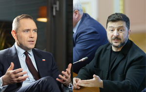 Karol Nawrocki i Wołodymyr Zełenski / autor: Fratria/PAP/EPA/SERGEY DOLZHENKO