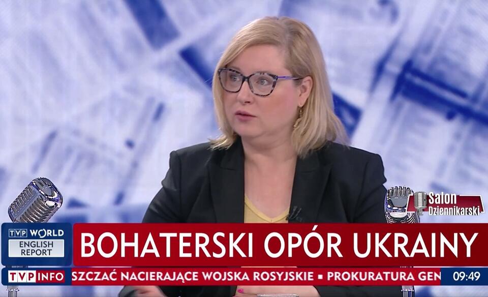 Aleksandra Rybińska w "Salonie Dziennikarskim" / autor: screen TVP Info