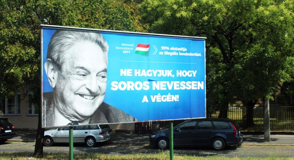 Węgry - plakat wskazujący na prawdziwe cele działań Sorosa / autor: wPolityce.pl