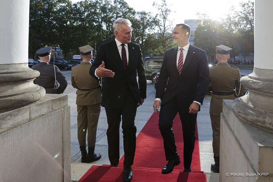 Do Belwederu, na zaproszenie Prezydenta RP Karola Nawrockiego przybyli Prezydenci Litwy, Łotwy, Estonii i Premier Danii / autor: Mikołaj Bujak/KPRP