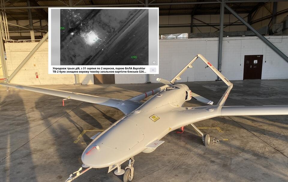 Turecki dron bojowy Bayraktar / autor: Fratria/screen Facebook: Головнокомандувач ЗС України / CinC AF of Ukraine