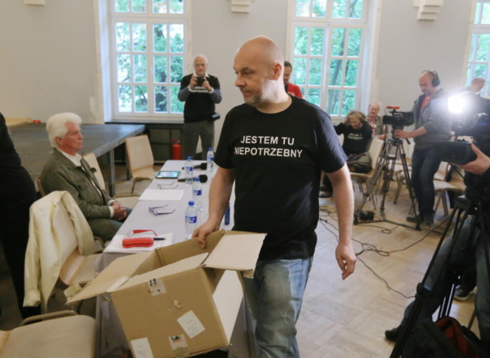 Konferencja "Dlaczego Prezesowi TVP przeszkadzają dziennikarze?"; fot. PAP/Paweł Supernak
