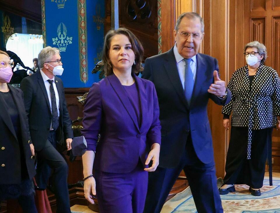 Annalena Baerbock at the talks with Sergey Lavrov in Moscow, 18 January 2022  / autor: PAP/EPA