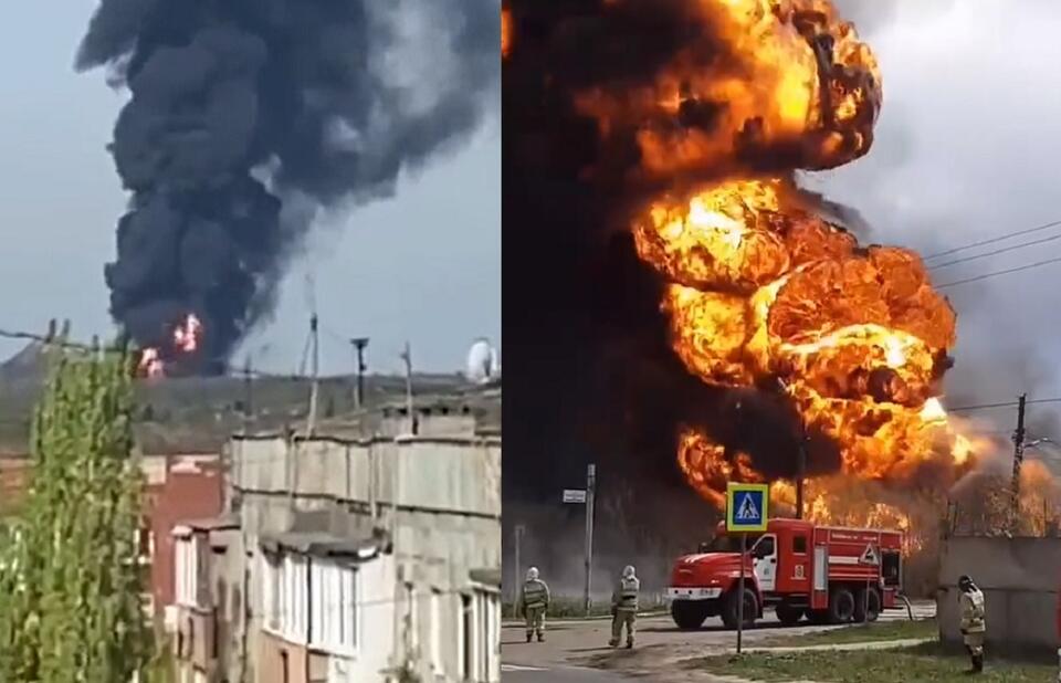 Pożary w Makiwce i Dzierżyńsku / autor: screenshot: Twitter/@nexta_tv