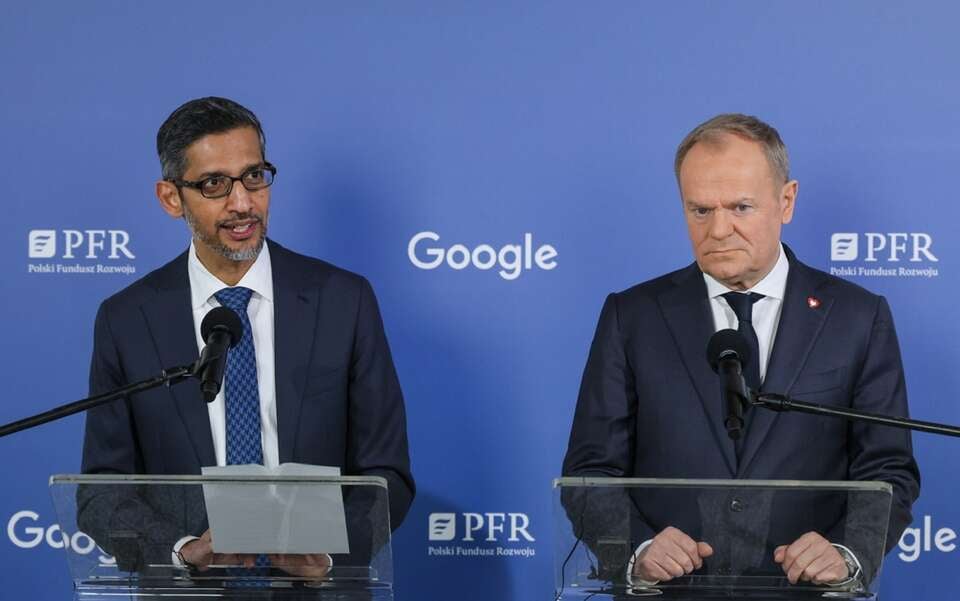 Szef Google i premier Donald Tusk / autor: PAP/Paweł Supernak