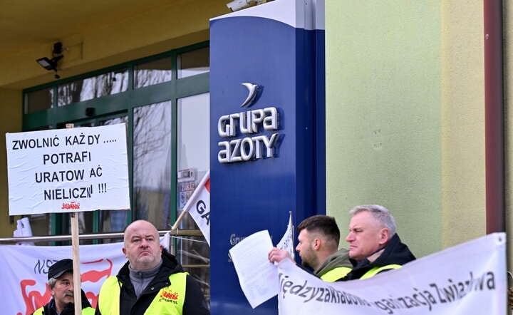 Protest NSZZ "Solidarność" Grupa Azoty Kopalnie i Zakłady Chemiczne Siarki "Siarkopol" SA w Grzybowie / autor: PAP/Piotr Polak