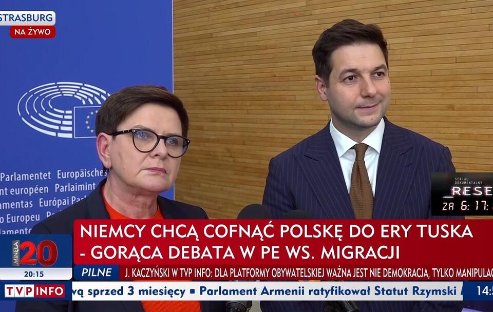 Beata Szydło, Patryk Jaki  / autor: screenshot TVP Info 
