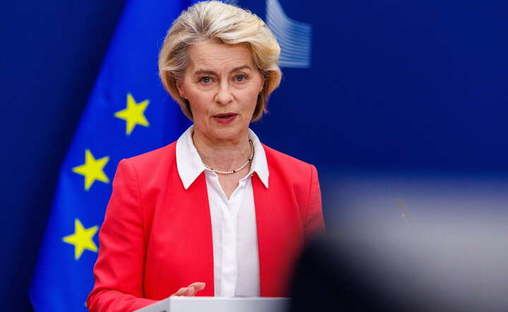 Szefowa KE Ursula von der Leyen na konferencji prasowej w Brukseli, 13 lipca 2026 / autor: PAP/EPA/OLIVIER MATTHYS