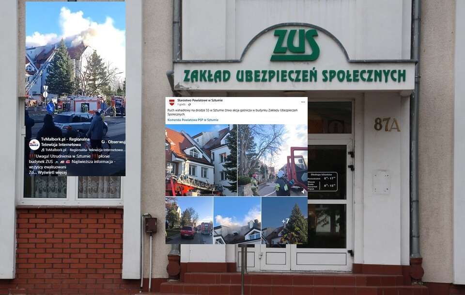 Budynek ZUS / autor: Fratria/screenshot Facebook TvMalbork.pl - Regionalna Telewizja Internetowa/screenshot Facebook Starostwo Powiatowe w Sztumie