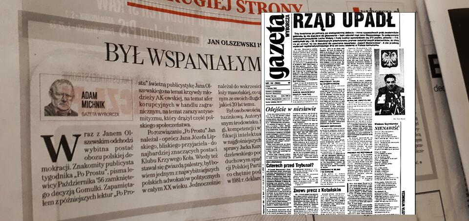 Adam Michnik o Janie Olszewskim w roku 1992 i dziś / autor: wPolityce.pl