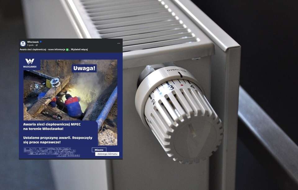 Potężna awaria ciepłownicza we Włocławku. "Uszkodzona została główna rura". Około 50 tys. mieszkańców bez ogrzewania! Na zdjęciu grzejnik i wpis UM Włocławek na Facebooku / autor: pixabay.com/Fb-Włocławek (screen)