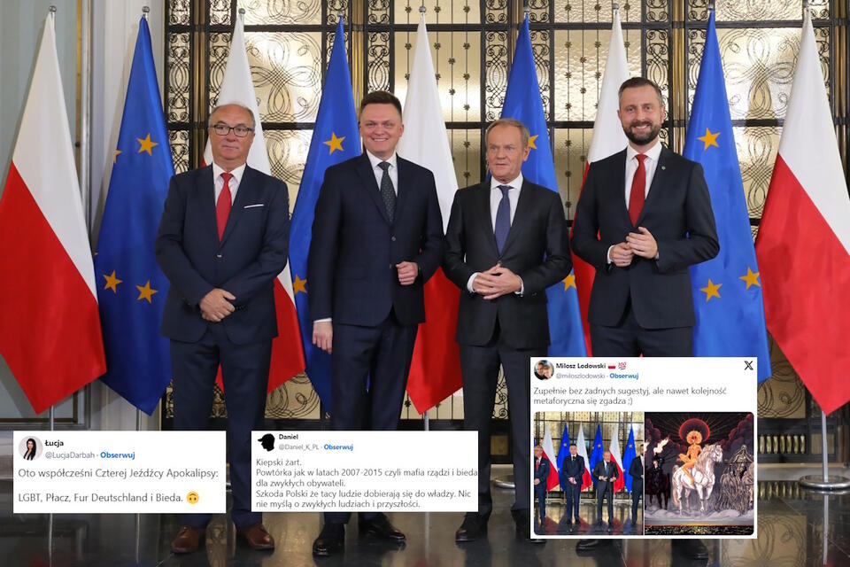 *Donald Tusk, Włodzimierz Czarzasty, Szymon Hołownia i Władysław Kosiniak-Kamysz / autor: PAP/Paweł Supernak