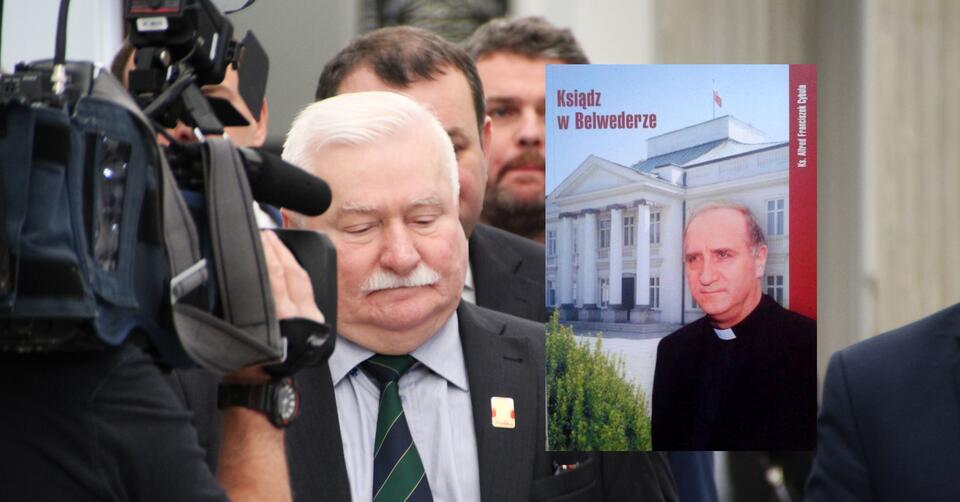 Lech Walesa (left) and Fr. Cybula's book (right) / autor: wPolityce.pl