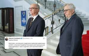 Włodzimierz Czarzasty i Marek Siwiec przed spotkaniem z przewodniczącym Sejmu Republiki Litewskiej Juozasem Olekasem w Sejmie / autor: PAP/Tomasz Gzell/X-Sławomir Cenckiewicz (screen)