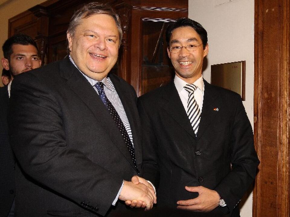 Minister finansów Grecji Evangelos Venizelos (z lewej), PAP/EPA