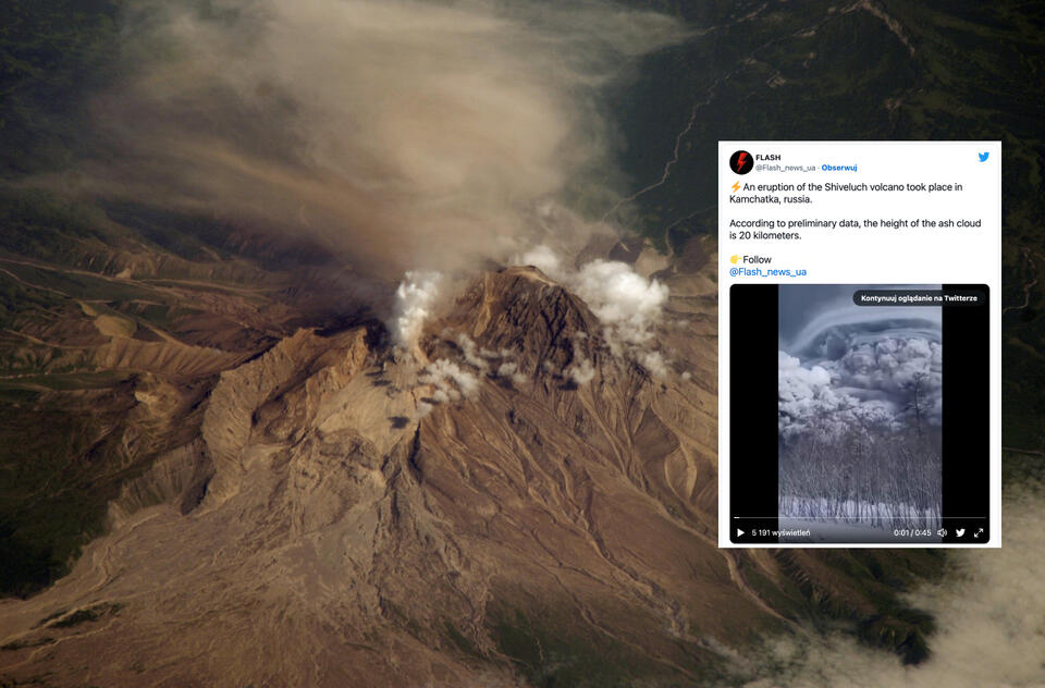 Erupcja wulkanu na Kamczatce. Gigantyczna chmura popiołu! / autor: Wikipedia/Domena publiczna/Twitter
