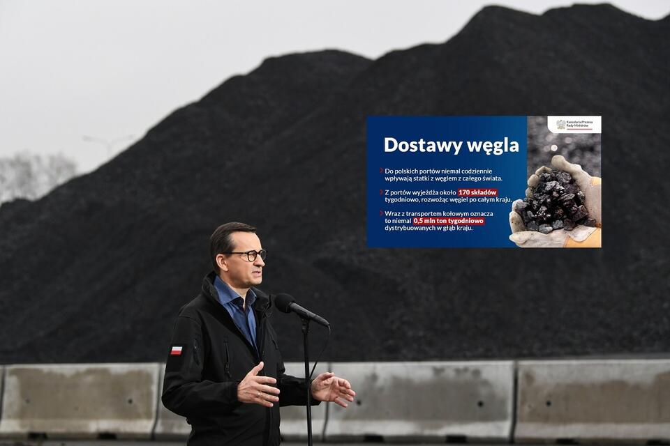 Premier Mateusz Morawiecki podczas wizyty w Porcie Gdańskim  / autor: PAP/Adam Warżawa; Twitter/KPRM
