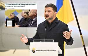 Zełenski podczas konferencji prasowej w Szwecji oraz artykuł portalu wPolityce / autor: PAP/EPA/wPolityce.pl (screen)
