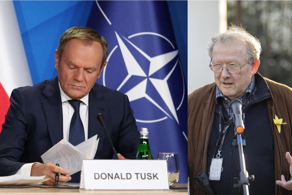 Donald Tusk i Adam Michnik / autor: PAP/Tomasz Gzell/Fratria