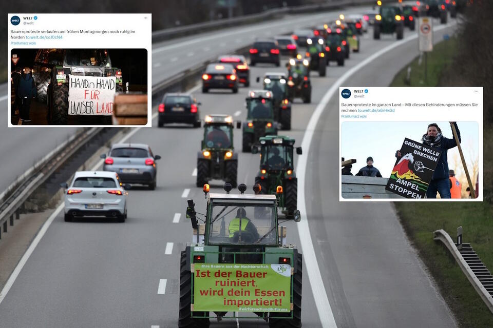strajk rolników w Niemczech / autor: PAP/EPA/RONALD WITTEK / twitter.com/welt