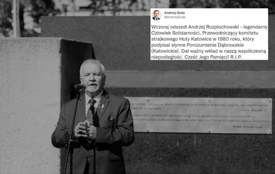 Prezydent pożegnał Andrzeja Rozpłochowskiego / autor: PAP/Andrzej Grygiel; Twitter/Andrzej Duda (screenshot)