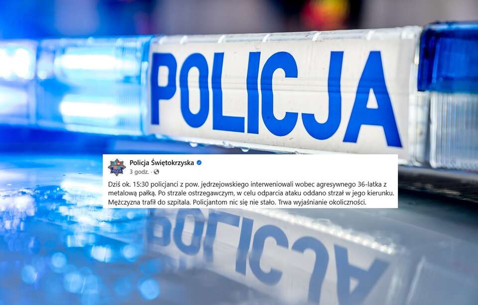 Agresor z metalową pałką postrzelony przez policję
