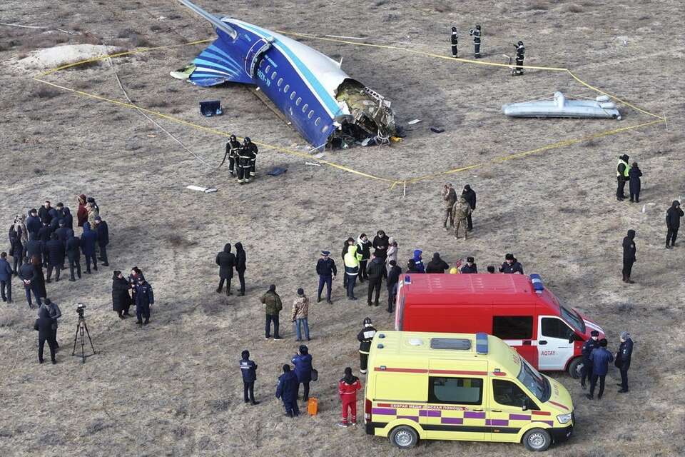 Miejsce katastrofy samolotu azerbejdżańskich linii lotniczych / autor: PAP/EPA/