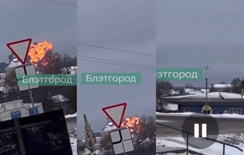 Samolot Ił-76 spadł w obwodzie biełgorodzkim / autor: screenshot Twitter @Bielsat_pl