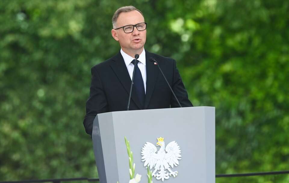 Andrzej Duda na Centralnych Obchodach Święta Policji / autor: PAP/Piotr Nowak