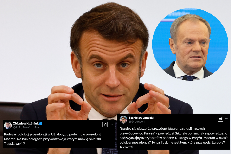 Emmanuel Macron, Donald Tusk  / autor: EPA/LUDOVIC MARIN / POOL MAXPPP OUT Dostawca: PAP/EPA.    ///// Fratria 