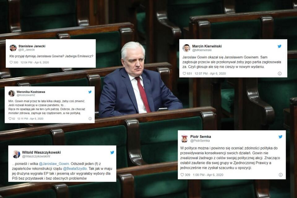 Jarosław Gowin w Sejmie / autor: PAP/Wojciech Olkuśnik; Twitter