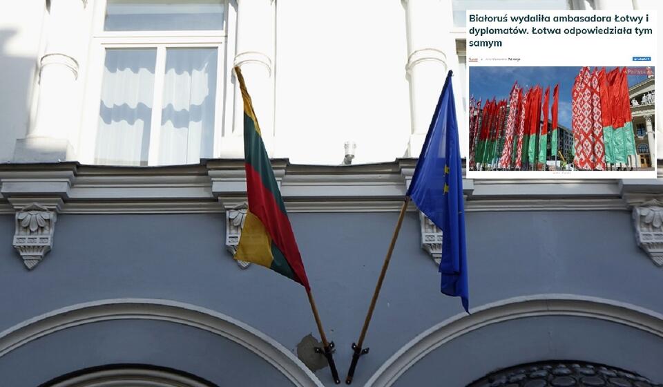 Flagi Litwy i UE / autor: Fratria