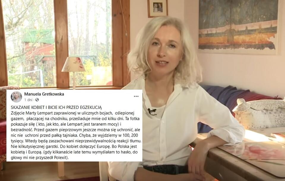 Manuela Gretkowska / autor: screen youtube/instytutksiązki/FB/Manuela Gretkowska