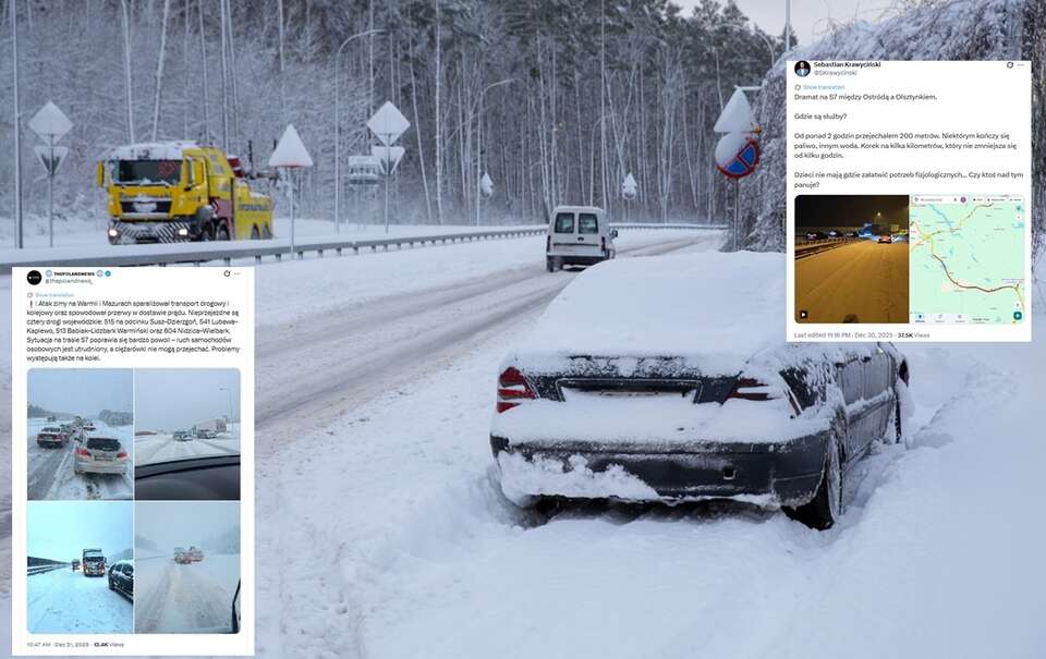 Obfite opady śniegu wywołały paraliż na drogach w Polsce / autor: PAP/Tomasz Waszczuk