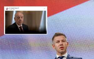 Na zdjęciu premier Węgier Peter Magyar, w miniaturze nagrania prezydenta Tamasa Sulyoka / autor: PAP/EPA, Facebook/Dr. Sulyok Tamás  