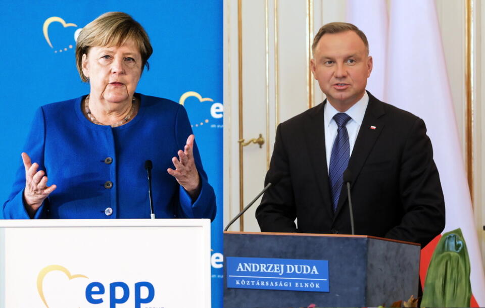 Merkel i Duda / autor: PAP/EPA/Albert Zawada