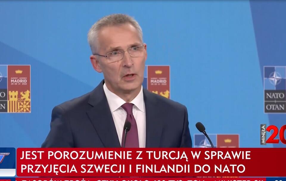 Konferencja szefa NATO. / autor: screenshot TVP INFO