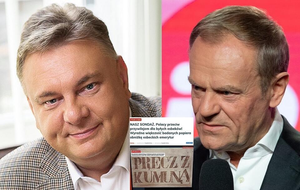 Piotr Król i Donald Tusk / autor: Zuras sf/CC BY-SA 4.0/Fratria/screenshot wPolityce.pl
