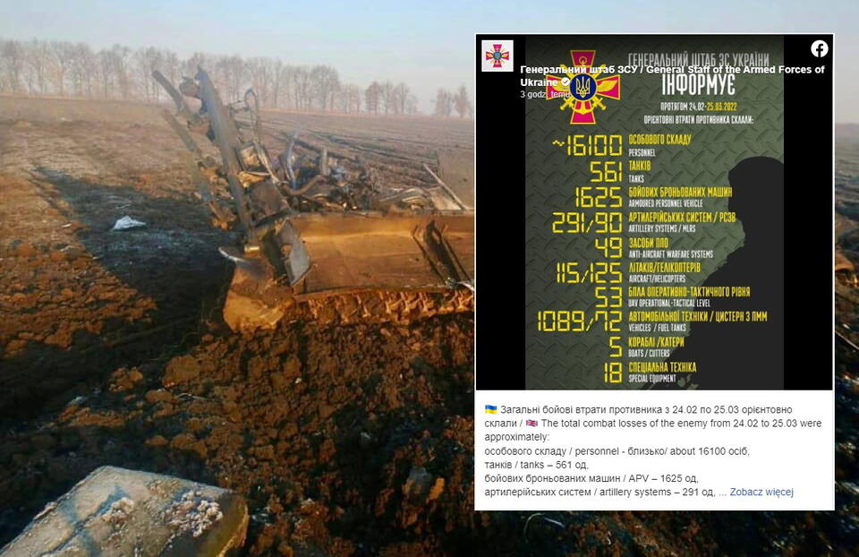 Rosja straciła na Ukrainie ponad 16 tys. żołnierzy! / autor: Facebook Генеральний штаб ЗСУ / General Staff of the Armed Forces of Ukraine