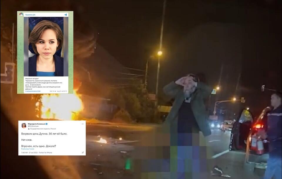Aleksandr Dugin na miejscu wypadku / autor: Twitter/@MirovichMedia