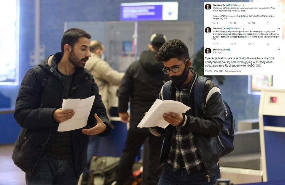 Migranci na lotnisku w Mińsku / autor: PAP/EPA/TT