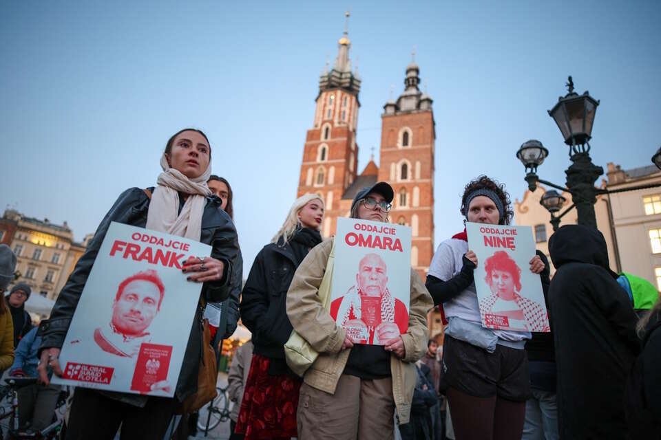 Krakowska manifestacja obronie Flotylii Blobal Sumud  / autor: PAP/Łukasz Gągulski