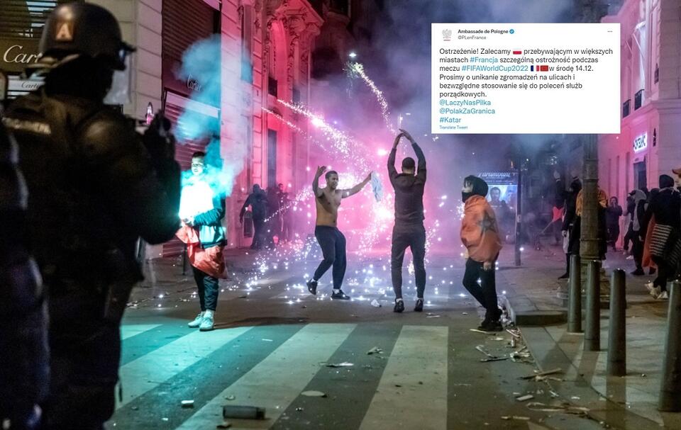 Świętowanie zwycięstw na ulicach Paryża / autor: PAP/EPA/CHRISTOPHE PETIT TESSON