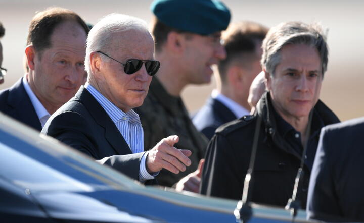 prezydent USA Joe Biden, sekretarz stanu USA Anthony Blinken oraz ambasador Stanów Zjednoczonych w Polsce Mark Brzezinski / autor: fotoserwis PAP