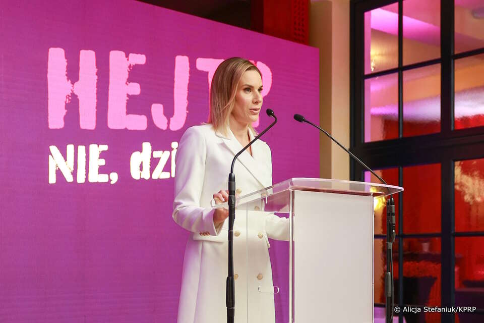 Marta Nawrocka na inauguracji cyklu spotkań „Hejt? Nie, dziękuję!” / autor: Alicja Stefaniuk / KPRP