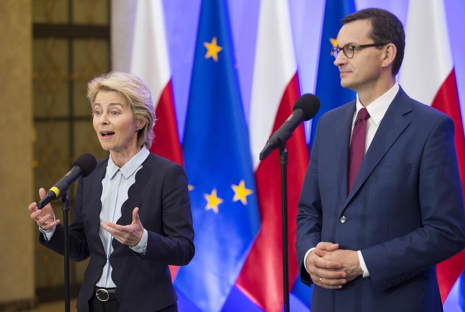 Ursula von der Leyen i Mateusz Morawiecki podczas wizyty szefowej KE w Polsce / autor: Fratria