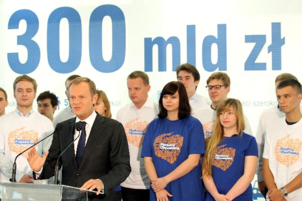 Premier Tusk obiecuje Polakom 300 mld złotych... z nie swojej, bo unijnej kasy. PAP