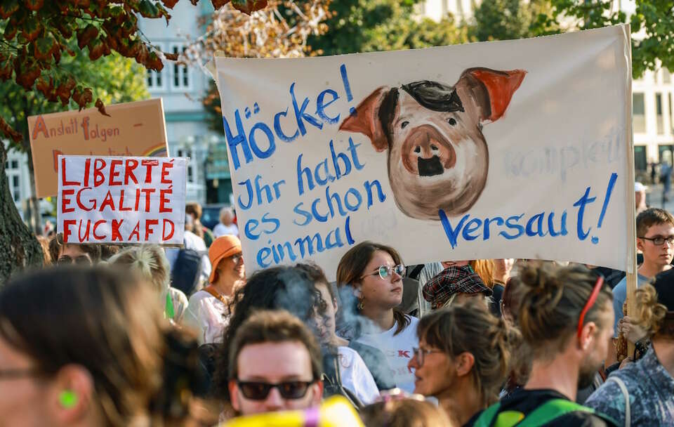 Protest przeciwko AfD / autor: PAP/EPA/CLEMENS BILAN