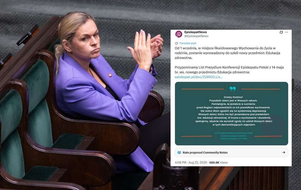 Minister Barbara Nowacka / autor: Fratria/x:@EpiskopatNews